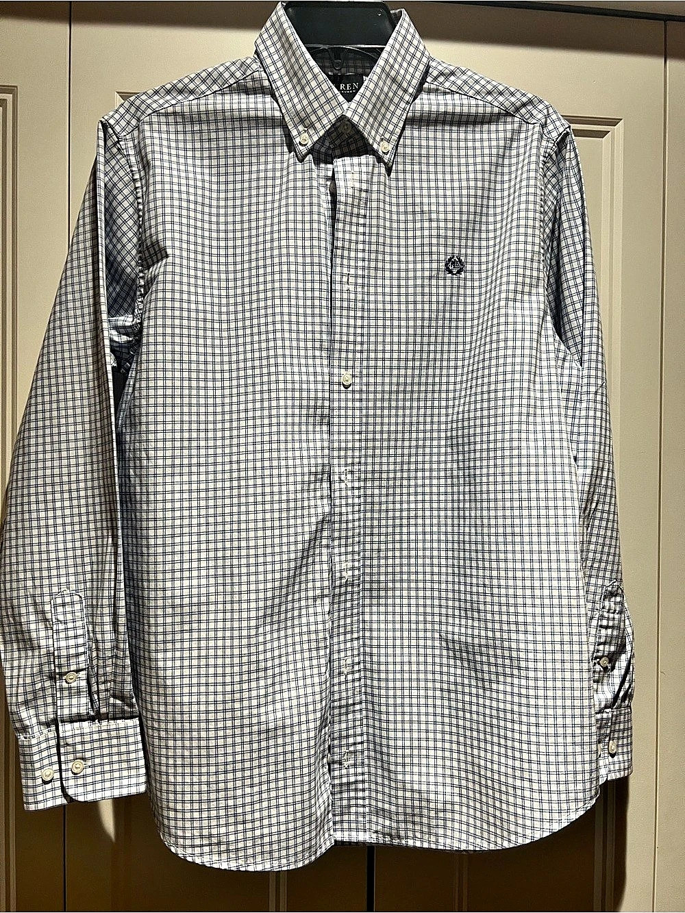 Lauren Ralph Lauren Plaid Button Down White & Blue Size 20